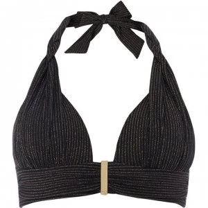 Biba Metallic Stripe Sophia Icon Bikini Top - Black Gold