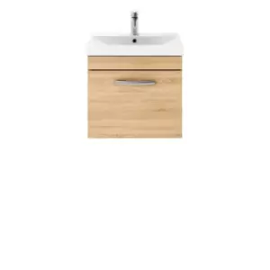 Nuie Athena 500 Wall Hung Single Drawer Vanity & Thin-edge Basin - Natural Oak