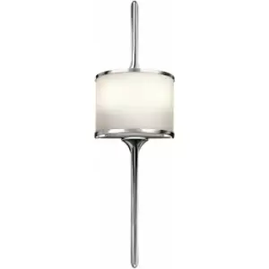 Loops - IP44 Twin Wall Light Long Pole Central Glass Shade Polished Chrome LED G9 3.5W