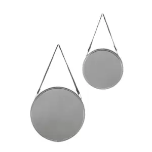 Set of 2 Marlo Round Mirrors Silver