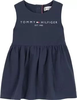 Tommy Hilfiger Newborn Sleeveless Ruffle Waist Dress In Twilight Navy - Size 3-6 Months