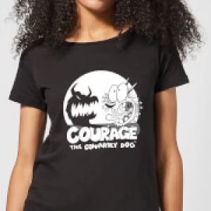 Courage The Cowardly Dog Spotlight Womens T-Shirt - Black - XL