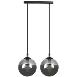 Emibig Cosmo Black Globe Bar Pendant Ceiling Light with Graphite Glass Shades, 2x E14