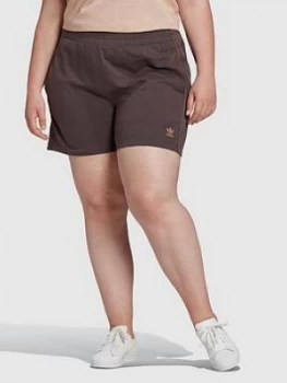 adidas Originals New Neutral 3-Stripes Plus Size Shorts - Dark Brown, Size 4X, Women