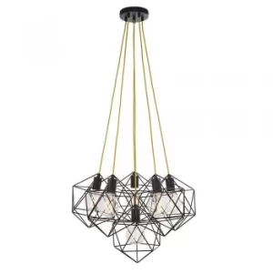 6 Light Wire Cluster Ceiling Pendant Matt Black, E27