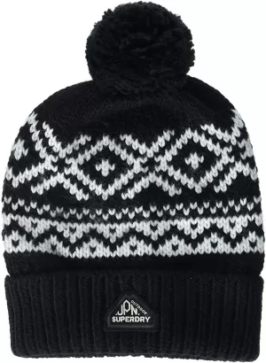 Superdry Fairisle Knitted Beanie - Black, Men