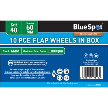 Bluespot - 19616 10 Piece 40 Grit 60MM Flap Wheels In Box