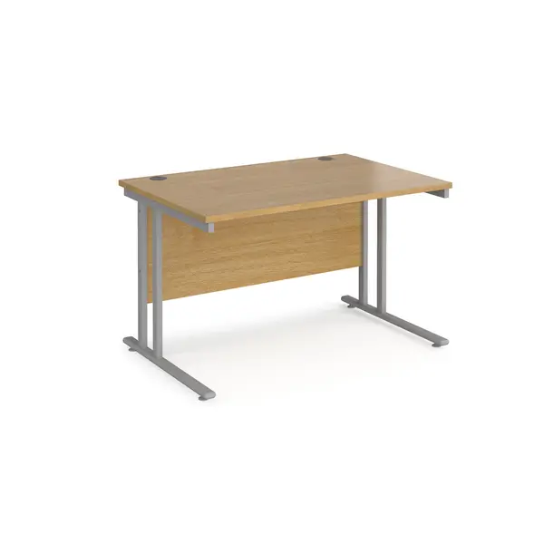 Maestro 25 Straight Office Desk Silver Frame and Oak Table Top - 1200x800mm