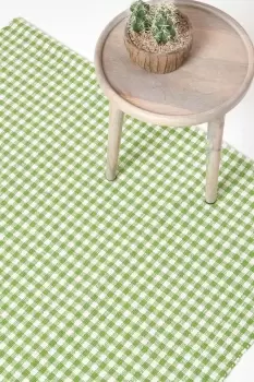 Cotton Gingham Check Rug Hand Woven