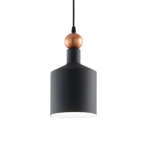 Triade 1 Light Dome Ceiling Pendant Light Black