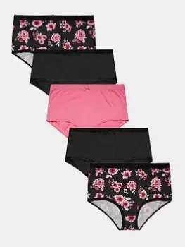 Yours Spring Floral Full Briefs (5 Pack) - Multi, Pink, Size 22-24, Women