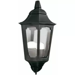 Loops - IP43 1 Bulb Half Lantern Wall Light Black LED E27 100W