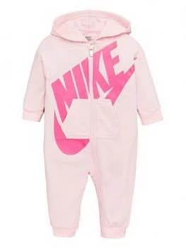 Nike Sportswear Baby Girls All Day Play Full Zip Hooded All In One - Pink, Size 6 Months