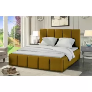 Envisage Trade - Lurita Upholstered Beds - Plush Velvet, King Size Frame, Mustard - Mustard