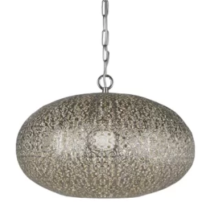 Fretwork 1 Light Pendant, Shiny Nickel