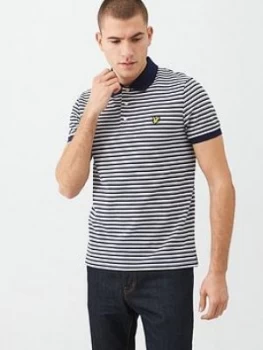 Lyle & Scott Stripe Polo Shirt - Navy, Size L, Men