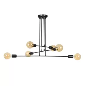 Multipo Black Multi Arm Pendant Ceiling Light 6x E27