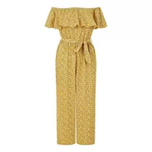 Mela London Yellow Daisy Print Bardot Jumpsuit - Yellow