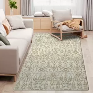 HOMCOM Beige Rug Floral Pattern Carpet for Living Room, Bedroom, 150 x 80cm - Beige