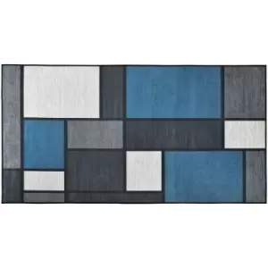 HOMCOM Boho Geometric Blue Area Rugs for Bedroom, Home Large Carpet, 80x150cm - Blue