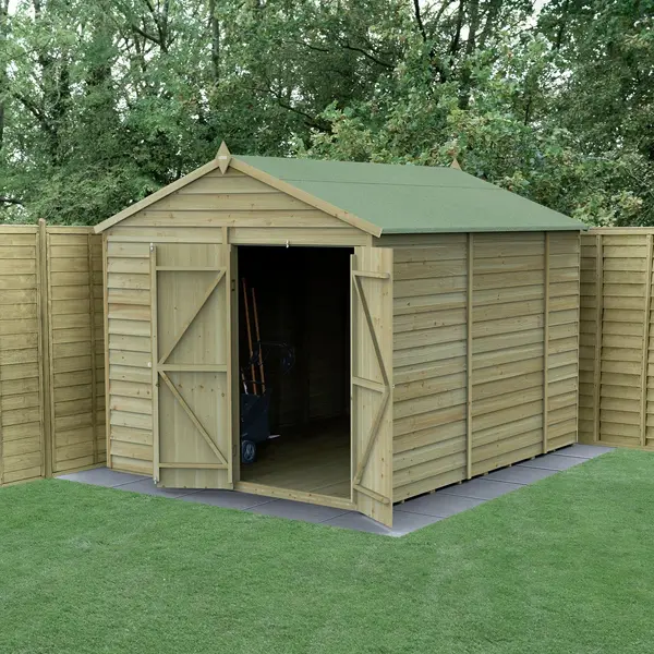 4Life Forest Garden Overlap Apex Windowless Shed - 10 x 8ft