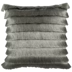 Furn Flicker Tiered Fringe Cushion Cover (45 x 45 cm) (Silver) - Silver