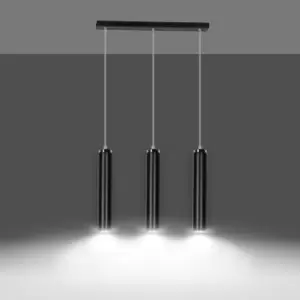 Luna Black Bar Pendant Ceiling Light 3x GU10