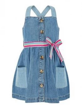 Monsoon Girls Daisy Denim Dress - Blue