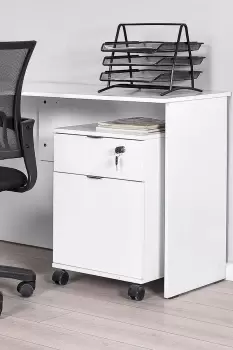 Matt White Lockable Home Office Pedestal