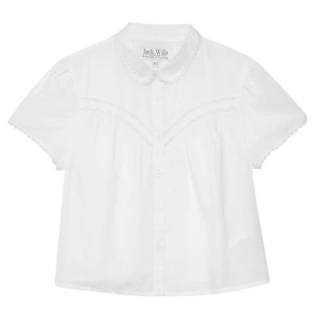 Jack Wills Rose Lace Insert Short Sleeve Shirt - White