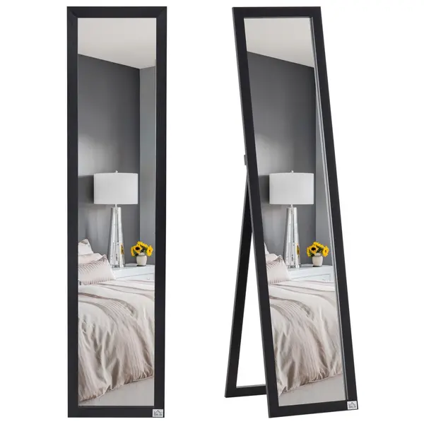 Full Length Mirror Free Standing or Wall-Mounted Tall Mirror Black