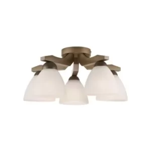 Adriano Multi Arm Semi Flush Ceiling Light, Glass Shades, Sonoma, 5x E27