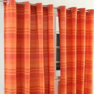 Homecapes Cotton Morocco Striped Terracotta Curtains 167 x 228cm - Orange