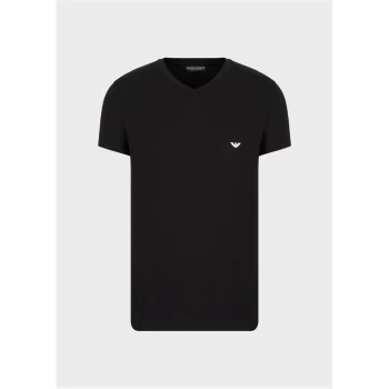 Emporio Armani Icon Logo V-Neck T-Shirt Black Size M Men