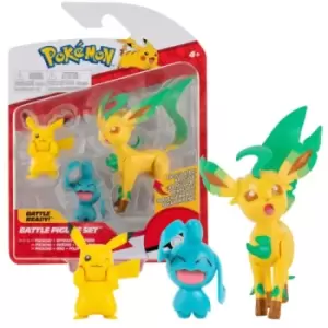 Pokemon - Battle Figure 3-Figure Pack - Pikachu, Wynaut & Leafon /Toys