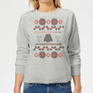 Star Wars Empire Knit Womens Christmas Sweatshirt - Grey - S