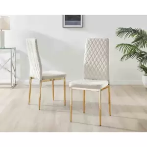 Furniture Box 4X Milan Kitchen Dining Chair Cream Velvet Gold Legs