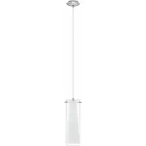 Pendant Light Chrome Plated Clear White Glass Opal Shade Matt Bulb E27 1x60W