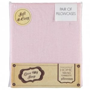 Love My Sleep Flannelette Pillowcases Twin Pack - Pink