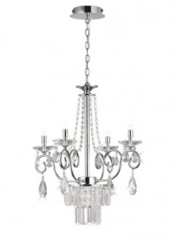 Ceiling Pendant Chandelier 4 Light G9 Polished Chrome, Crystal