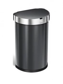 Simplehuman 45-Litre Single Compartment Stainless Steel Semi-Round Sensor Bin ; Black