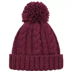 Beechfield Unsiex Adults Cable Knit Melange Beanie (One Size) (Burgundy)