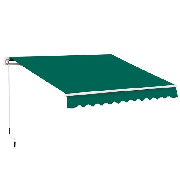 Outsunny 4x2.5m Manual Awning Window Door Sun Weather Shade with Handle Green