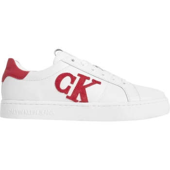 Calvin Klein Jeans Applique Logo Trainers - White/Red