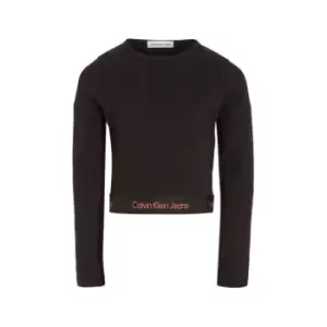 Calvin Klein Jeans RIB TAPE LS TOP - Black