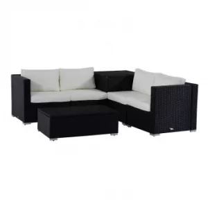 Outsunny 6 PCs Rattan Sofa Set W/Cushions-Black/Beige