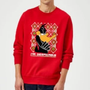 Looney Tunes Daffy Duck Knit Christmas Sweatshirt - Red - XL