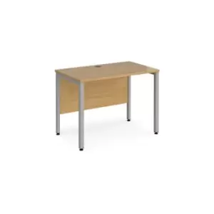 Office Desk 1000mm Rectangular Desk With Bench Leg Oak Tops With Silver Frames 600mm Depth Maestro 25