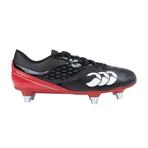 Canterbury Unisex Kid's Phoenix Raze Soft Ground Rugby Boots, BLACK/TRUE RED, 4 UK 36.5 EU