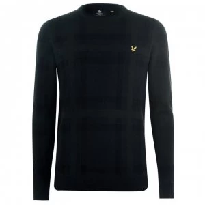 Lyle and Scott Tartan Check Crew Neck Sweatshirt - Navy Z271